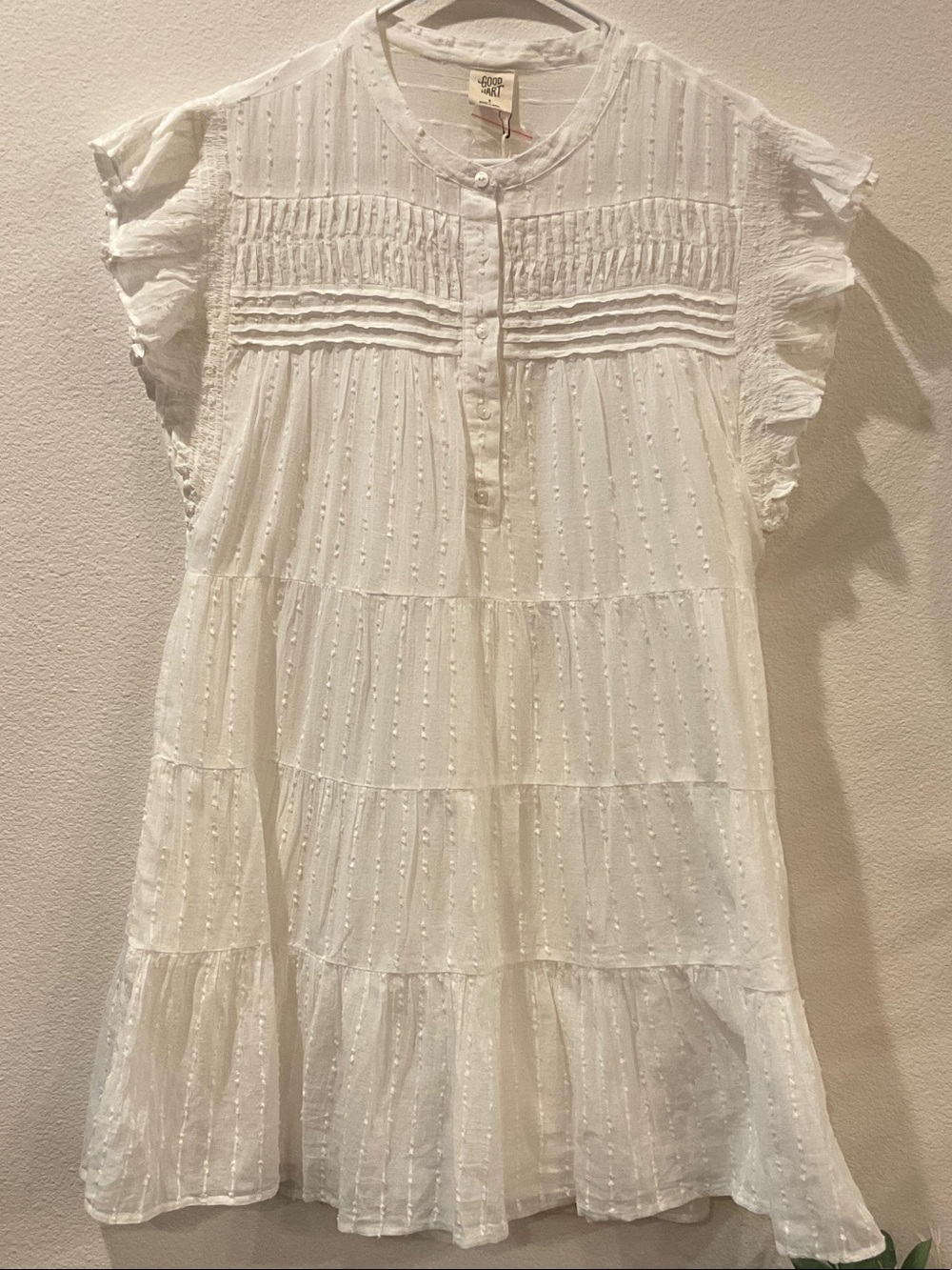 Sierra White Swiss Dot Tiered Flutter Dress by Good Hart